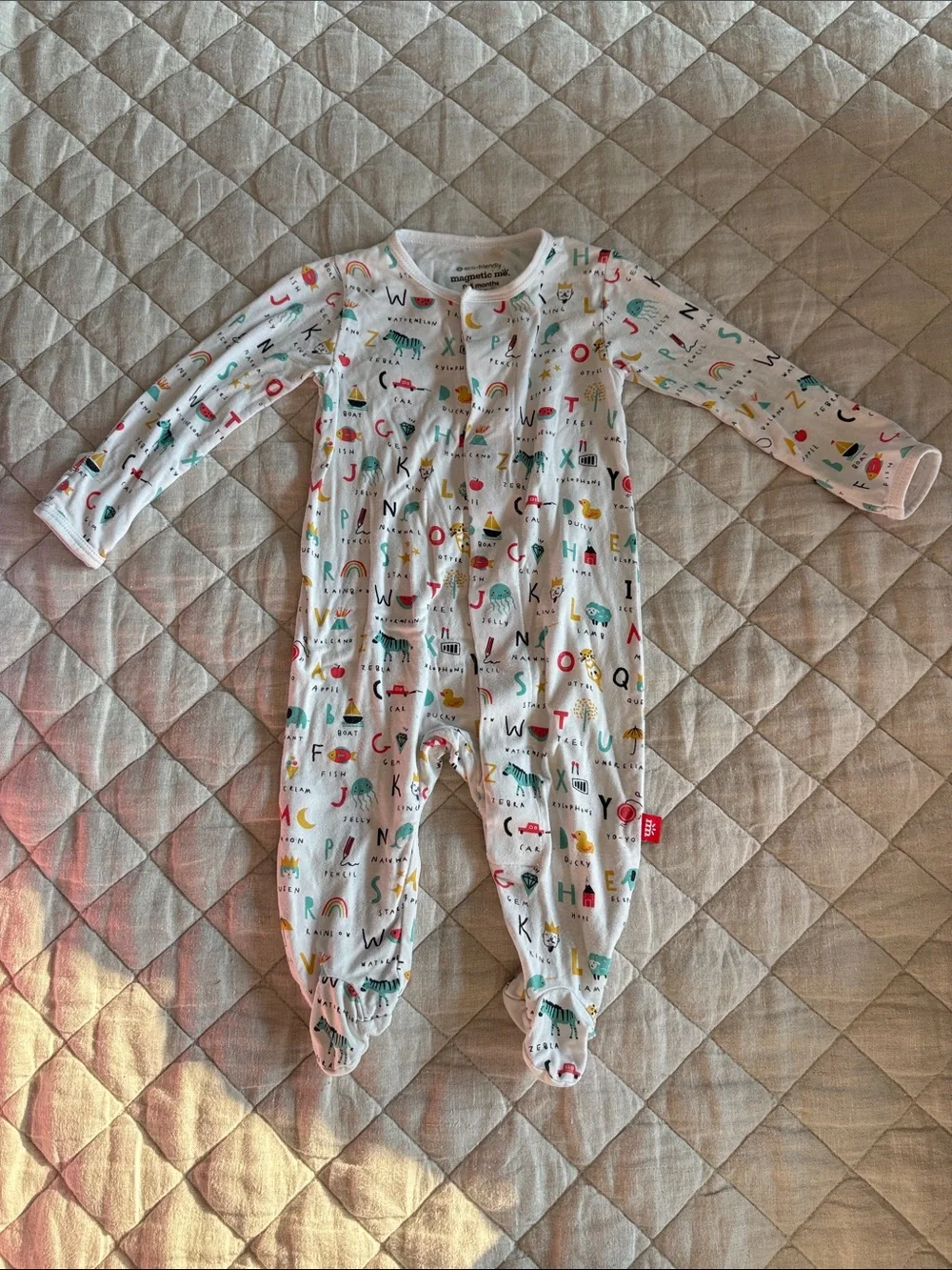 Magnetic Me White Bodysuit with Pink, Blue and Mint Details